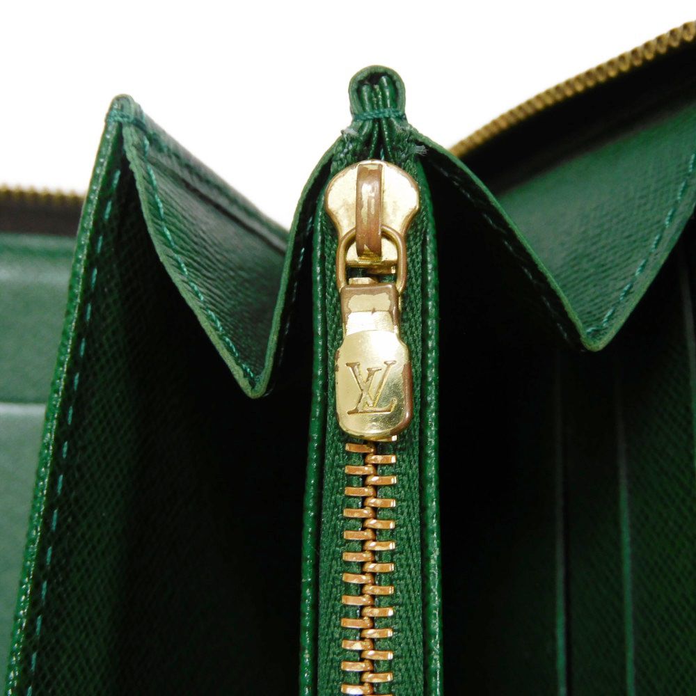 LOUIS VUITTON Long Wallet Purse M60035 Monogram canvas (bellboy print) x grain leather (embossed) Vert Monogram groom Zippy Organizer