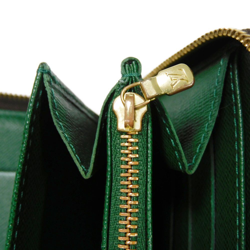 LOUIS VUITTON Long Wallet Purse M60035 Monogram canvas (bellboy print) x grain leather (embossed) Vert Monogram groom Zippy Organizer