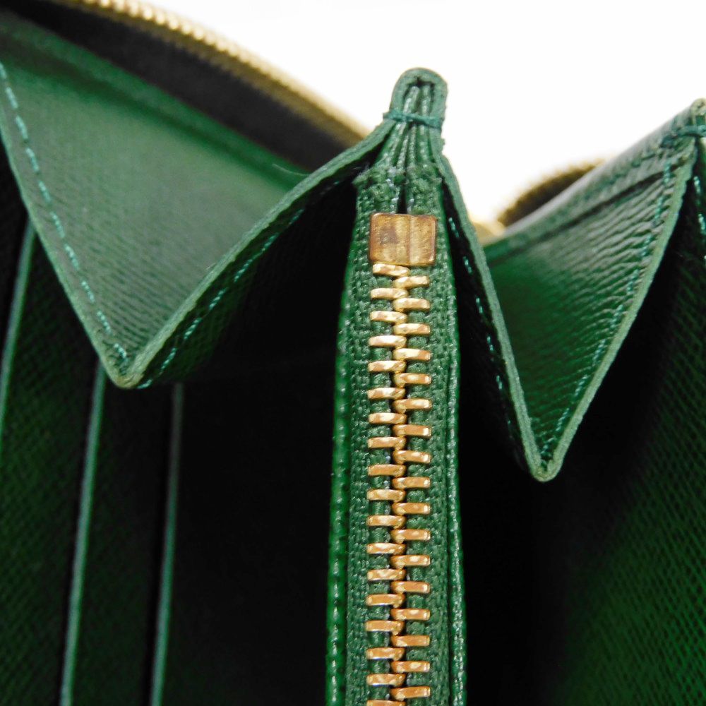 LOUIS VUITTON Long Wallet Purse M60035 Monogram canvas (bellboy print) x grain leather (embossed) Vert Monogram groom Zippy Organizer
