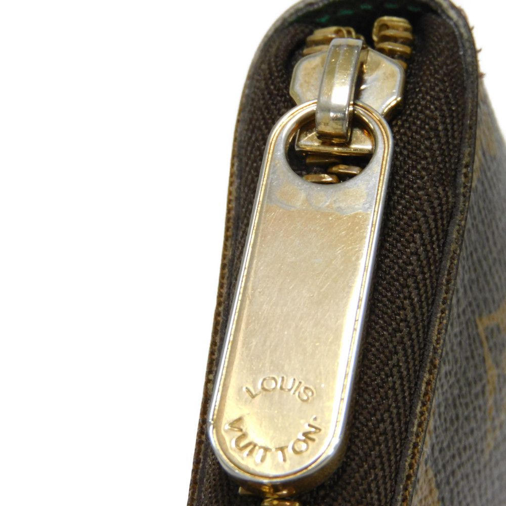 LOUIS VUITTON Long Wallet Purse M60035 Monogram canvas (bellboy print) x grain leather (embossed) Vert Monogram groom Zippy Organizer