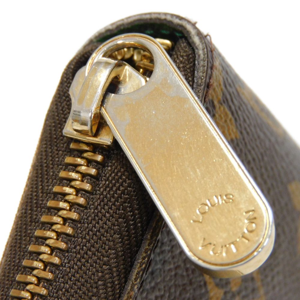 LOUIS VUITTON Long Wallet Purse M60035 Monogram canvas (bellboy print) x grain leather (embossed) Vert Monogram groom Zippy Organizer