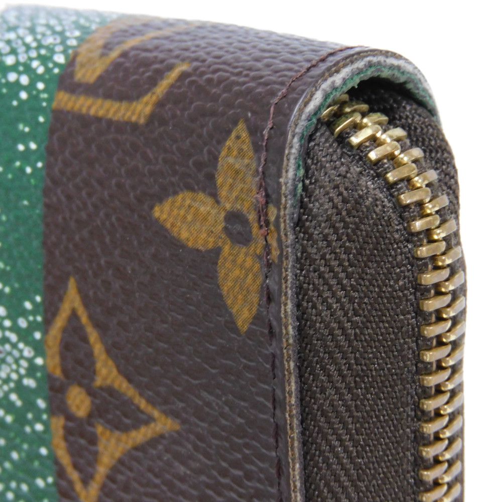 LOUIS VUITTON Long Wallet Purse M60035 Monogram canvas (bellboy print) x grain leather (embossed) Vert Monogram groom Zippy Organizer