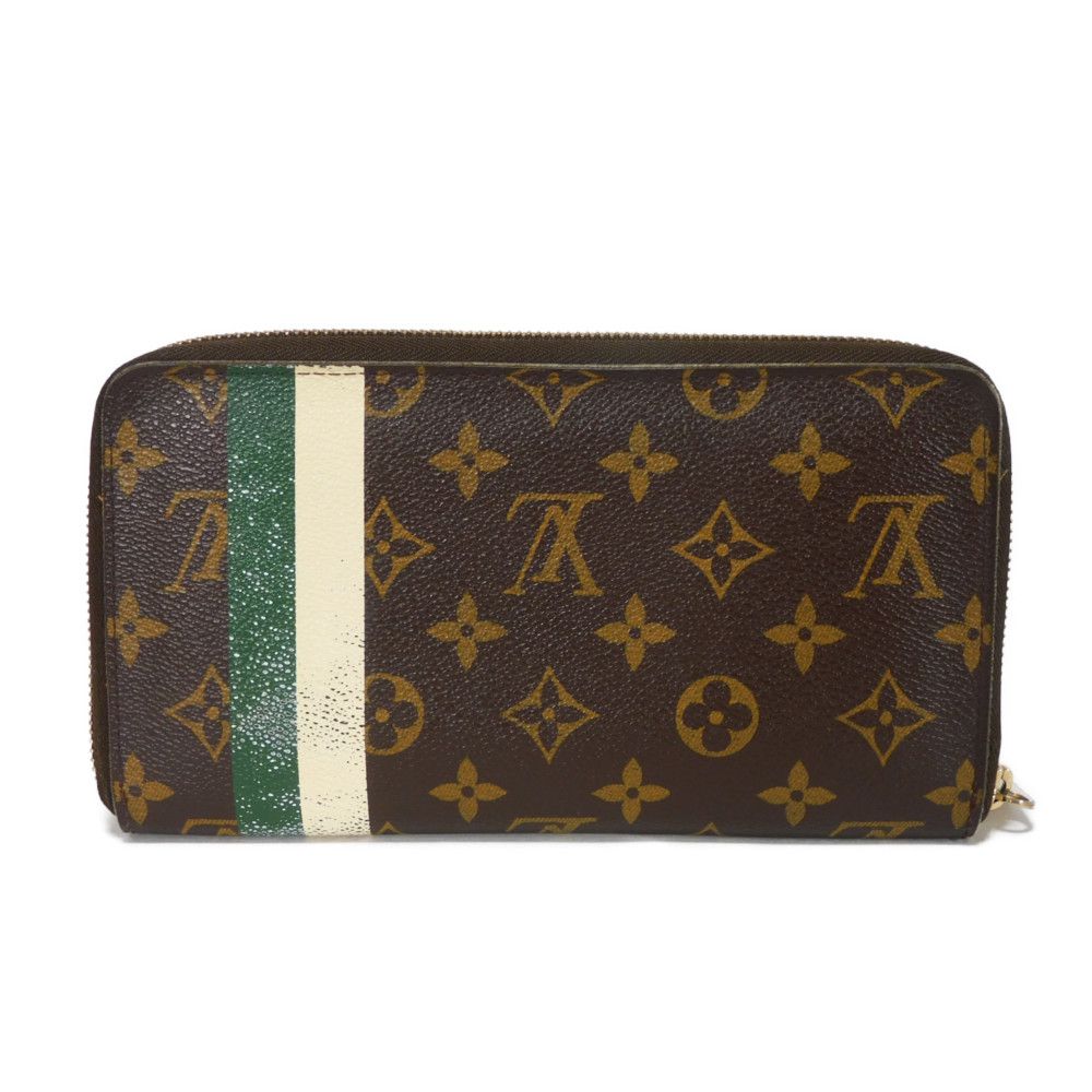 LOUIS VUITTON Long Wallet Purse M60035 Monogram canvas (bellboy print) x grain leather (embossed) Vert Monogram groom Zippy Organizer