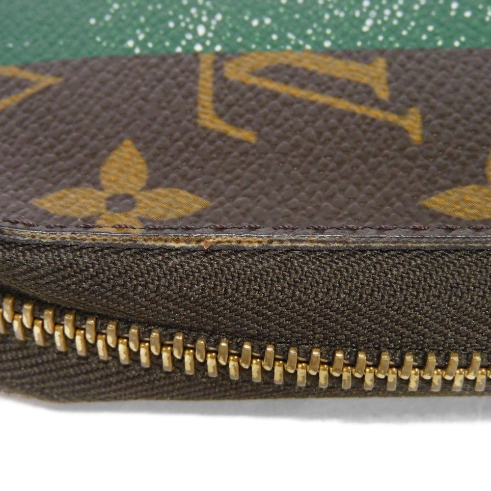 LOUIS VUITTON Long Wallet Purse M60035 Monogram canvas (bellboy print) x grain leather (embossed) Vert Monogram groom Zippy Organizer