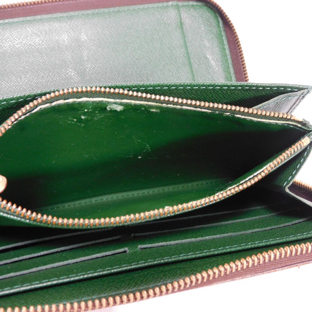 LOUIS VUITTON Long Wallet Purse M60035 Monogram canvas (bellboy print) x grain leather (embossed) Vert Monogram groom Zippy Organizer