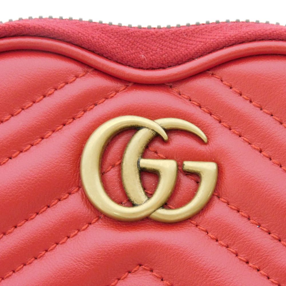 GUCCI Coin case 699517 DTDHT 6433 Calf leather Red GG Marmont Double G heart-shaped coin purse