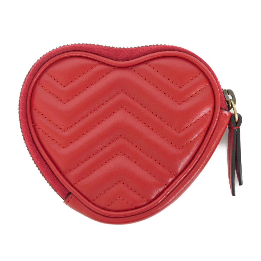 GUCCI Coin case 699517 DTDHT 6433 Calf leather Red GG Marmont Double G heart-shaped coin purse