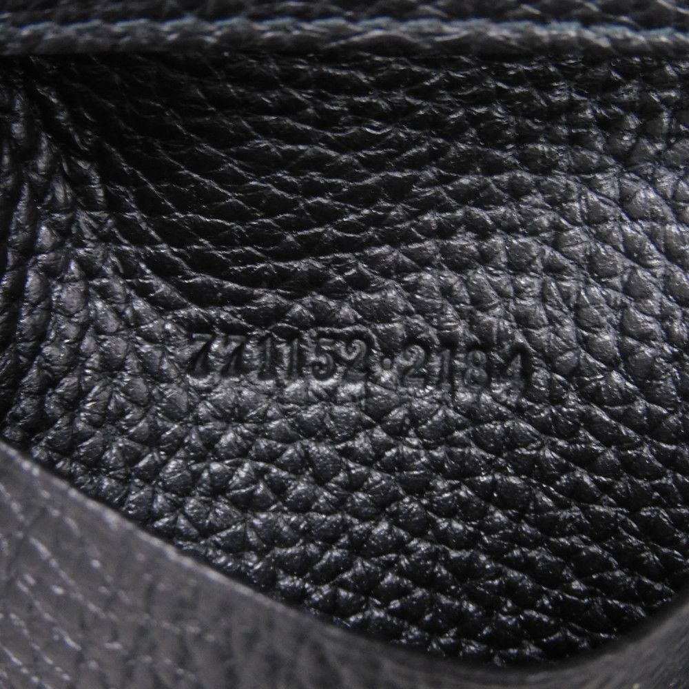 GUCCI Card Case 771152 AABXM 1000 Calf leather (embossed) black Logo metal logo flap card holder