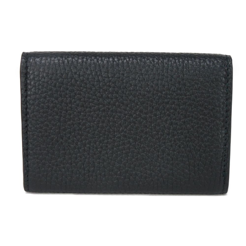 GUCCI Card Case 771152 AABXM 1000 Calf leather (embossed) black Logo metal logo flap card holder