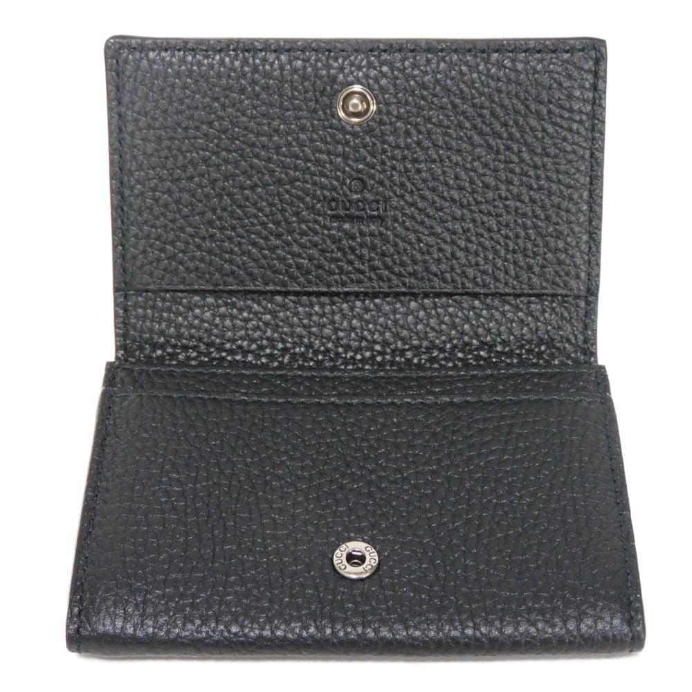 GUCCI Card Case 771152 AABXM 1000 Calf leather (embossed) black Logo metal logo flap card holder