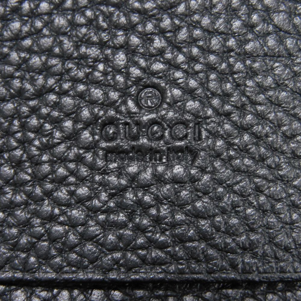 GUCCI Card Case 771152 AABXM 1000 Calf leather (embossed) black Logo metal logo flap card holder