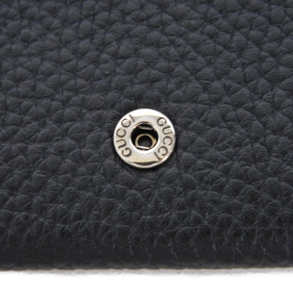 GUCCI Card Case 771152 AABXM 1000 Calf leather (embossed) black Logo metal logo flap card holder