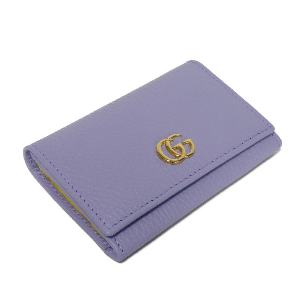 GUCCI Card Case 739525 CAO2G 5341 Textured leather lilac GG Marmont Double G Bicolor Card Holder