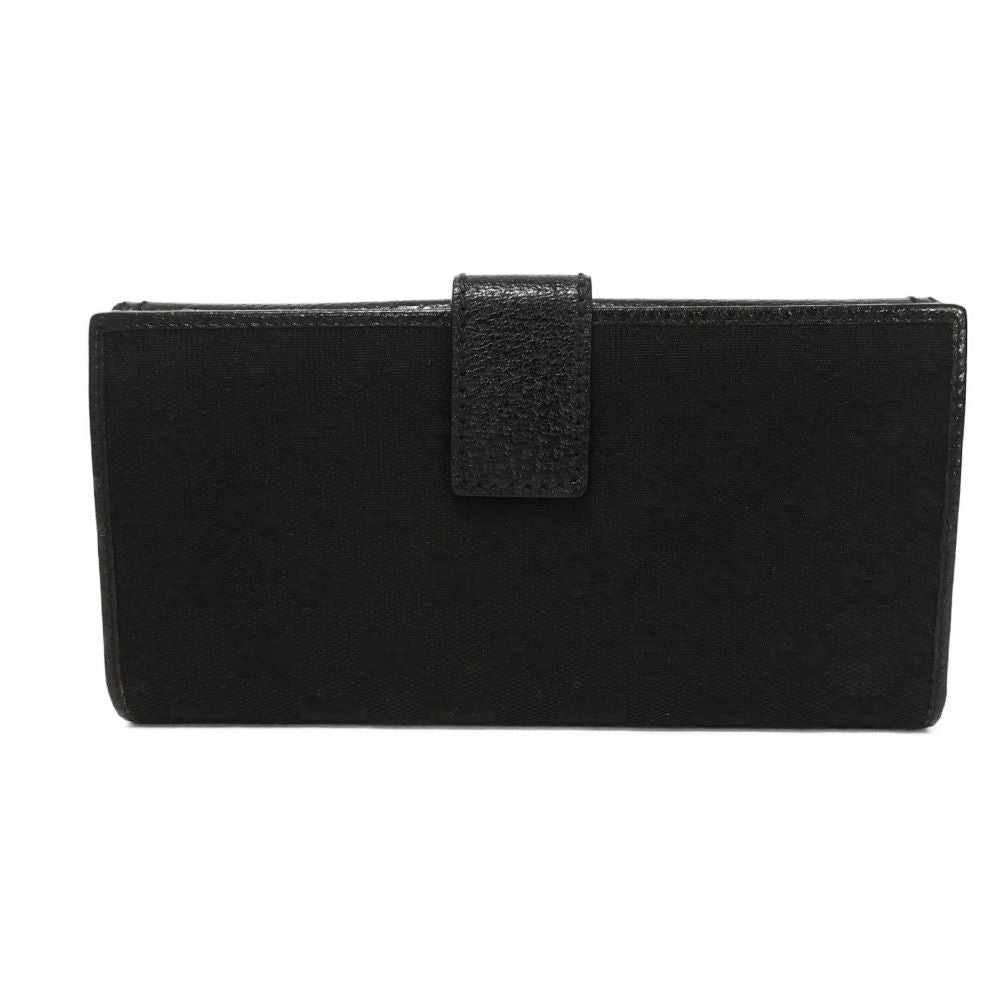 GUCCI Long Wallet Purse 137374 GG canvas x calf leather black GG canvas Bamboo Turnlock Continental Wallet