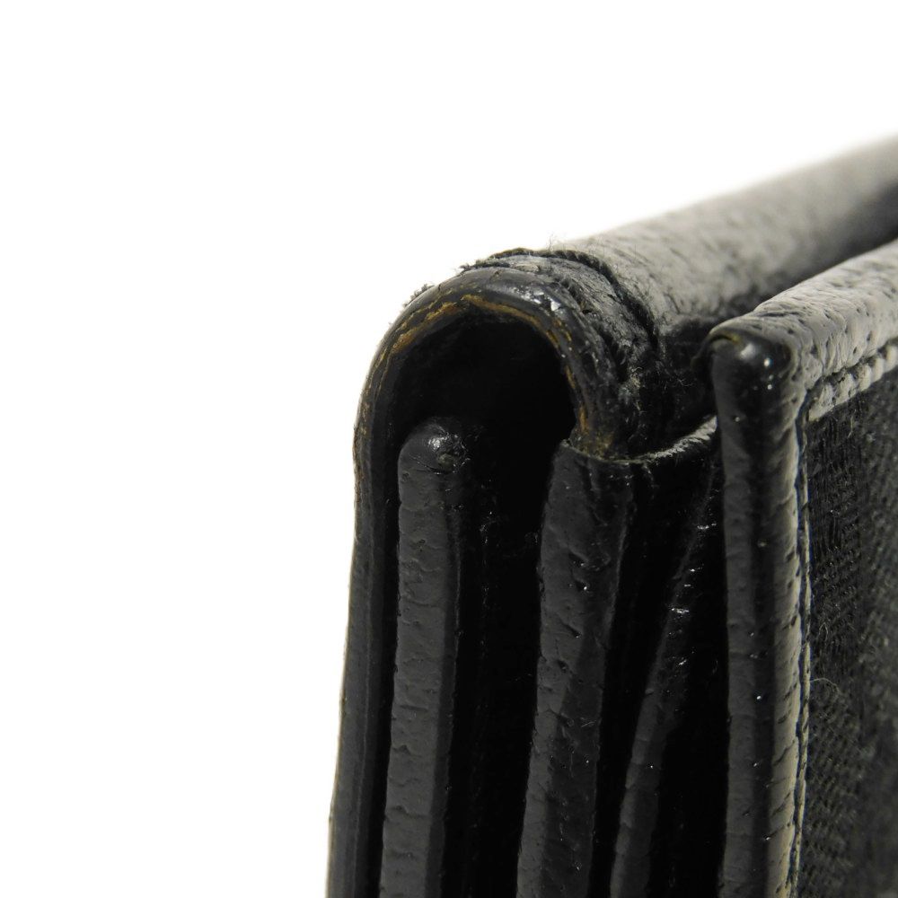GUCCI Long Wallet Purse 137374 GG canvas x calf leather black GG canvas Bamboo Turnlock Continental Wallet