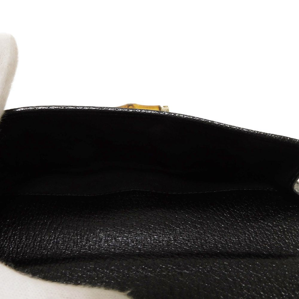 GUCCI Long Wallet Purse 137374 GG canvas x calf leather black GG canvas Bamboo Turnlock Continental Wallet