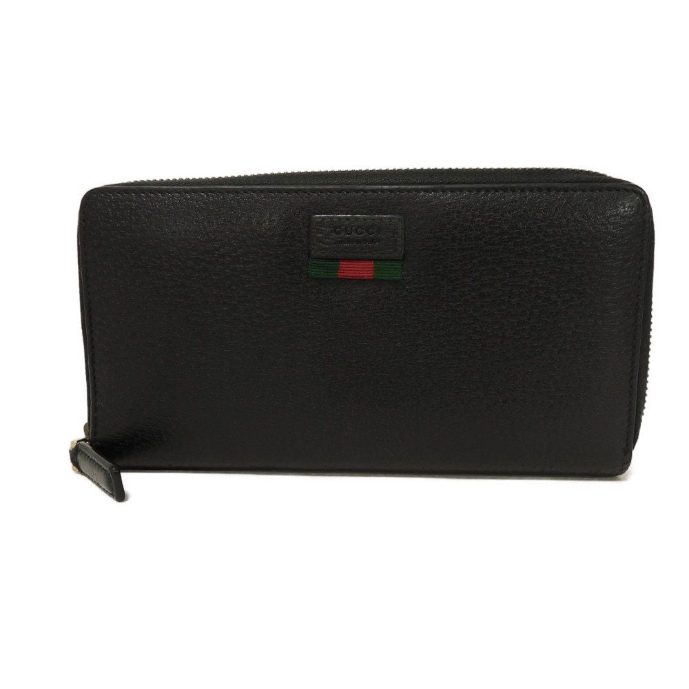 GUCCI Long Wallet Purse 435298 DJ21T 1060 Calf leather (embossed) black Logo embossing Agora Zip Around Wallet