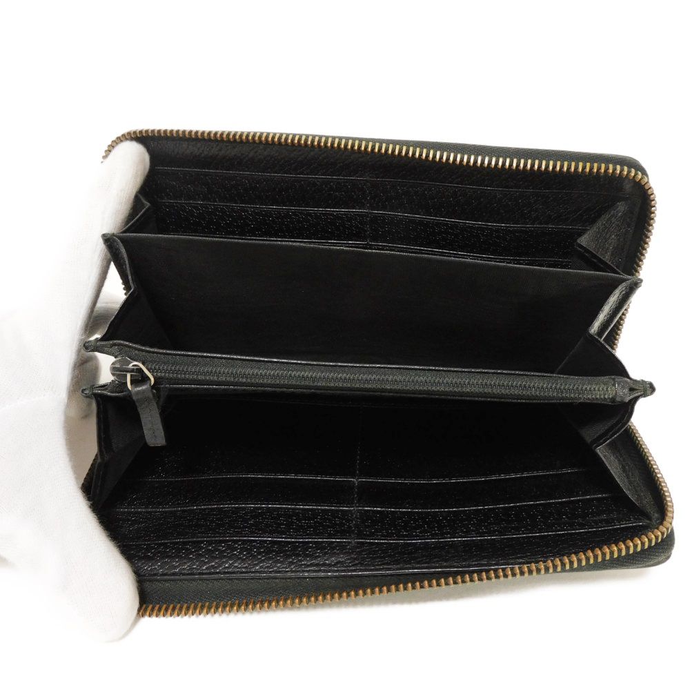GUCCI Long Wallet Purse 435298 DJ21T 1060 Calf leather (embossed) black Logo embossing Agora Zip Around Wallet