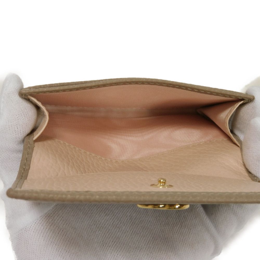 GUCCI Card Case 739525 CAO2G 1544 Calf leather (embossed) Taupe GG Marmont Double G Bicolor Card Holder