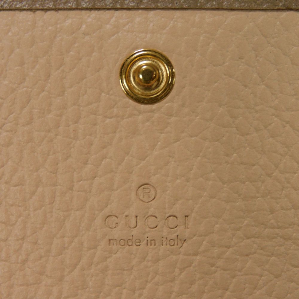 GUCCI Card Case 739525 CAO2G 1544 Calf leather (embossed) Taupe GG Marmont Double G Bicolor Card Holder