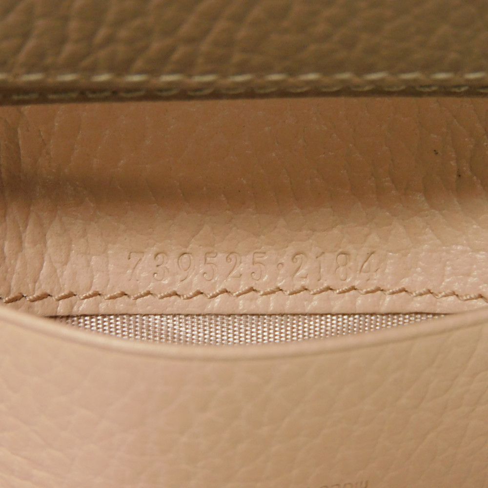 GUCCI Card Case 739525 CAO2G 1544 Calf leather (embossed) Taupe GG Marmont Double G Bicolor Card Holder