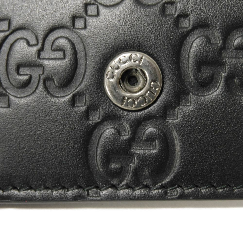 GUCCI Key case Key holder 138093 Calf leather black GG Shima Guccissima 6-ring keychain
