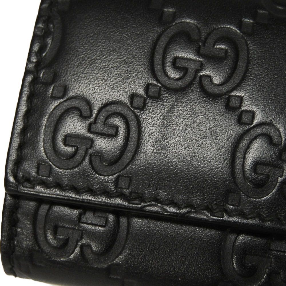 GUCCI Key case Key holder 138093 Calf leather black GG Shima Guccissima 6-ring keychain