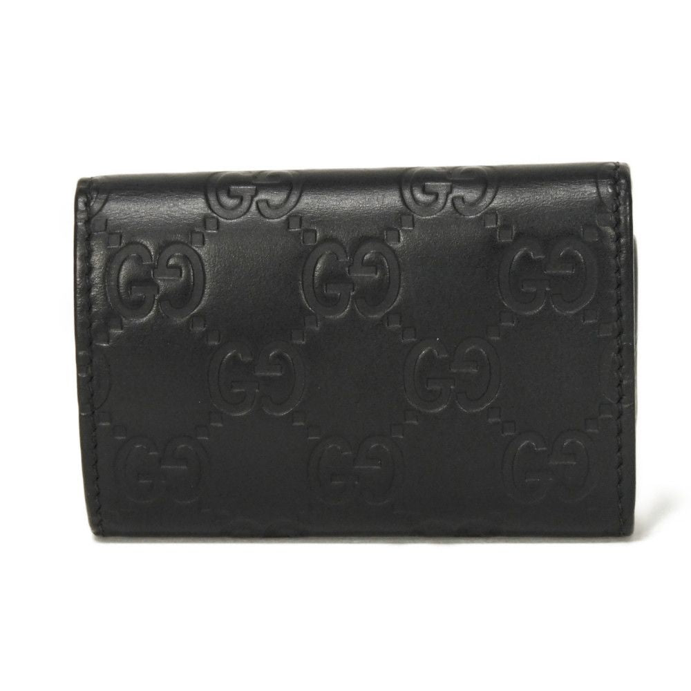 GUCCI Key case Key holder 138093 Calf leather black GG Shima Guccissima 6-ring keychain
