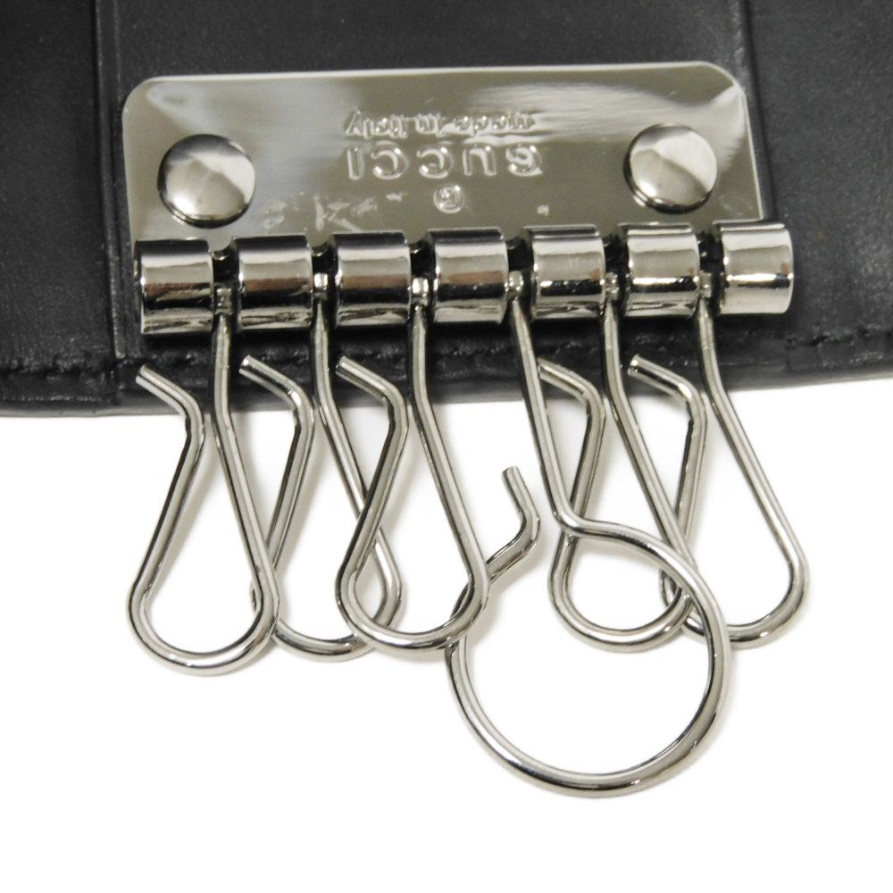 GUCCI Key case Key holder 138093 Calf leather black GG Shima Guccissima 6-ring keychain