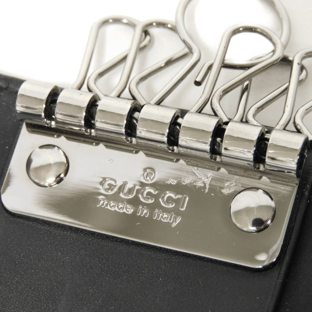 GUCCI Key case Key holder 138093 Calf leather black GG Shima Guccissima 6-ring keychain