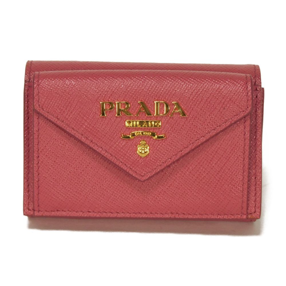 PRADA Tri-fold wallet 1MH021 ZLP F0HYI Safiano leather (stamped) Peonia x Begonia logo metal Saffiano Mini Wallet