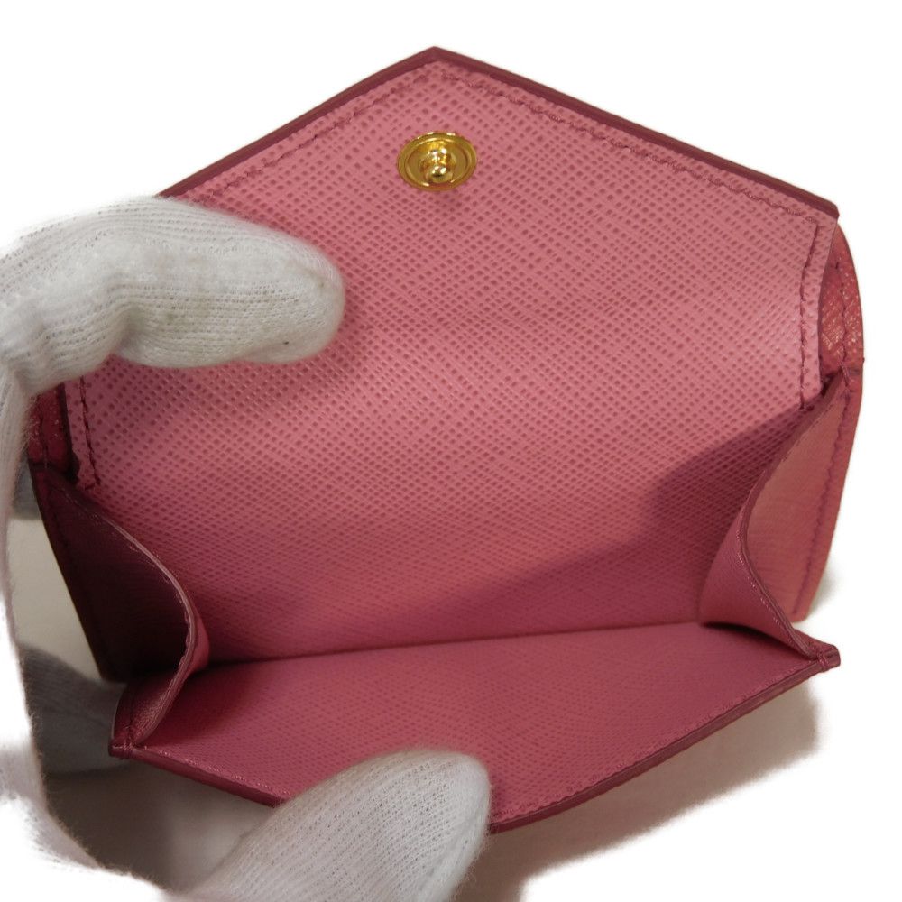 PRADA Tri-fold wallet 1MH021 ZLP F0HYI Safiano leather (stamped) Peonia x Begonia logo metal Saffiano Mini Wallet