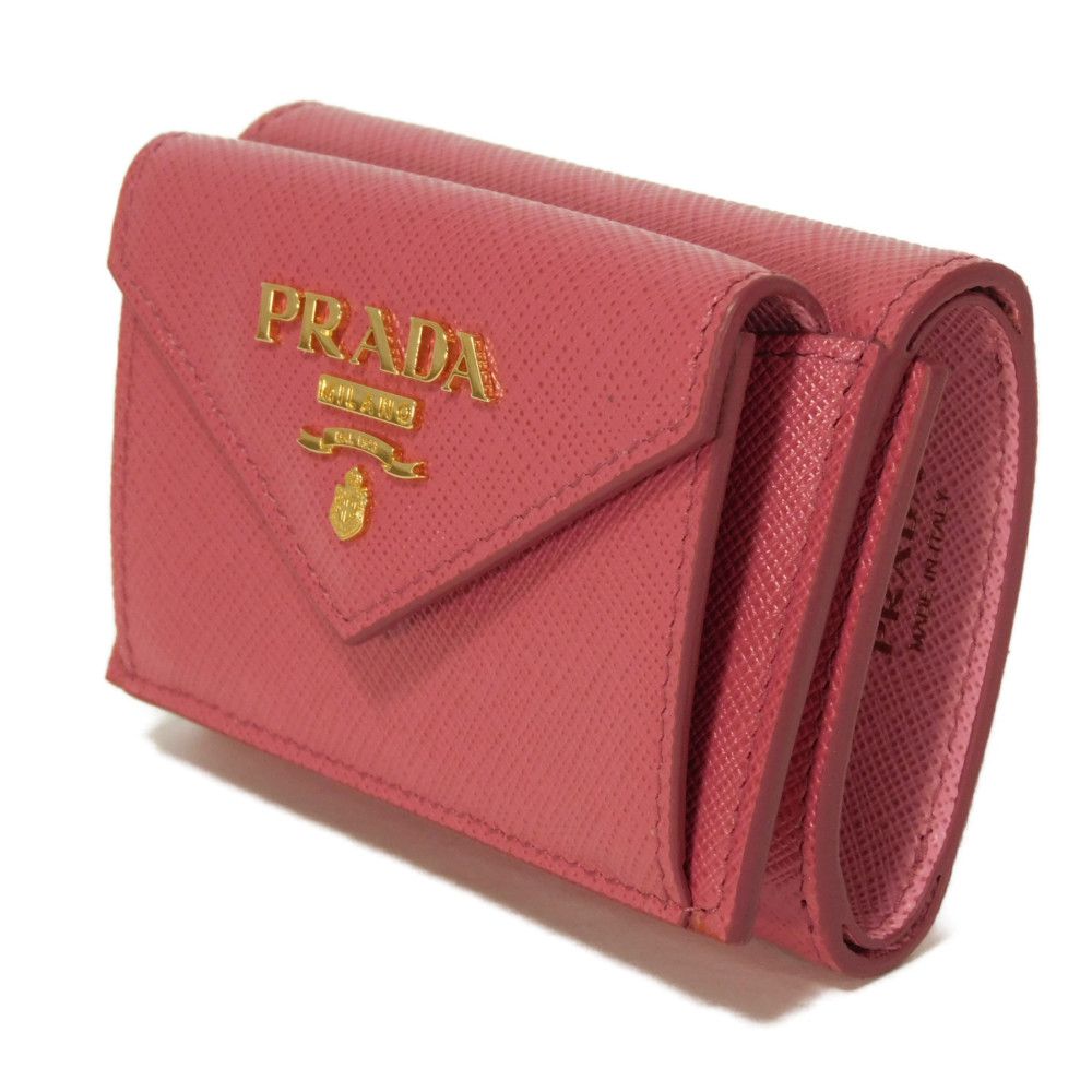 PRADA Tri-fold wallet 1MH021 ZLP F0HYI Safiano leather (stamped) Peonia x Begonia logo metal Saffiano Mini Wallet