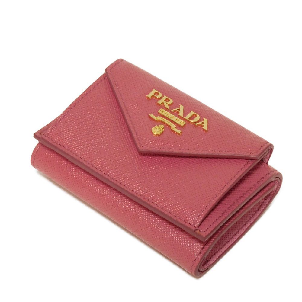 PRADA Tri-fold wallet 1MH021 ZLP F0HYI Safiano leather (stamped) Peonia x Begonia logo metal Saffiano Mini Wallet