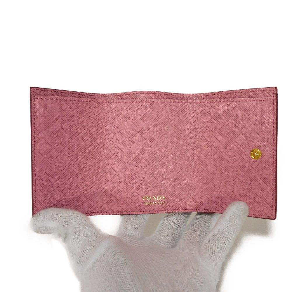 PRADA Tri-fold wallet 1MH021 ZLP F0HYI Safiano leather (stamped) Peonia x Begonia logo metal Saffiano Mini Wallet