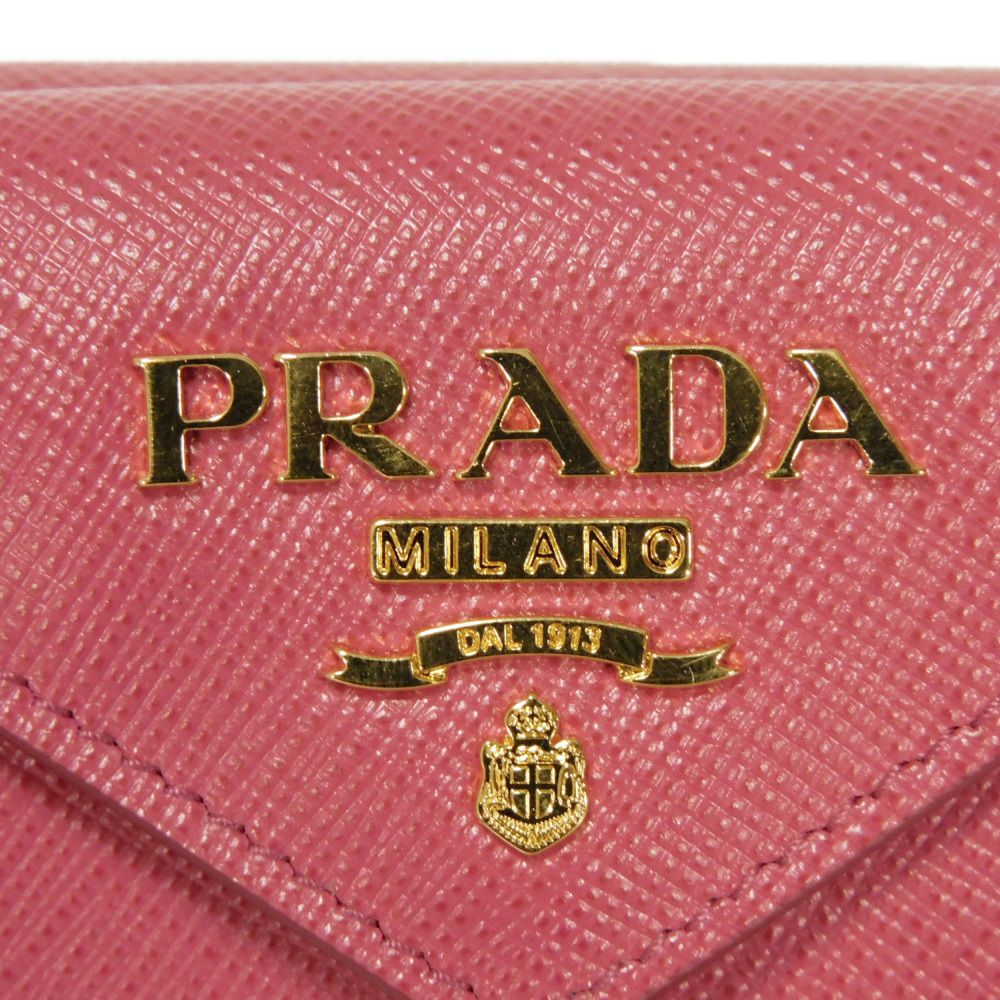 PRADA Tri-fold wallet 1MH021 ZLP F0HYI Safiano leather (stamped) Peonia x Begonia logo metal Saffiano Mini Wallet