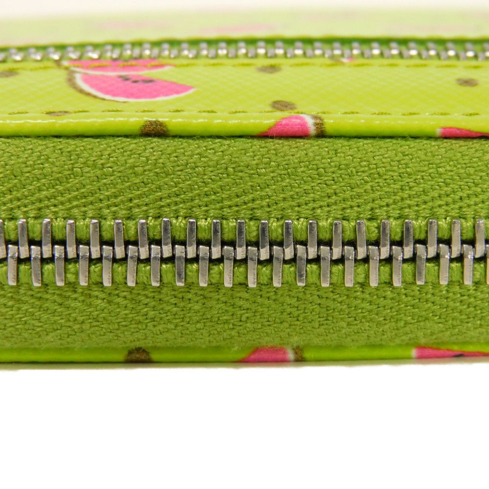 PRADA Long Wallet Purse 1ZH030 Safiano leather (stamped) Green / pink logo metal Saffiano Watermelon Smartphone Pouch