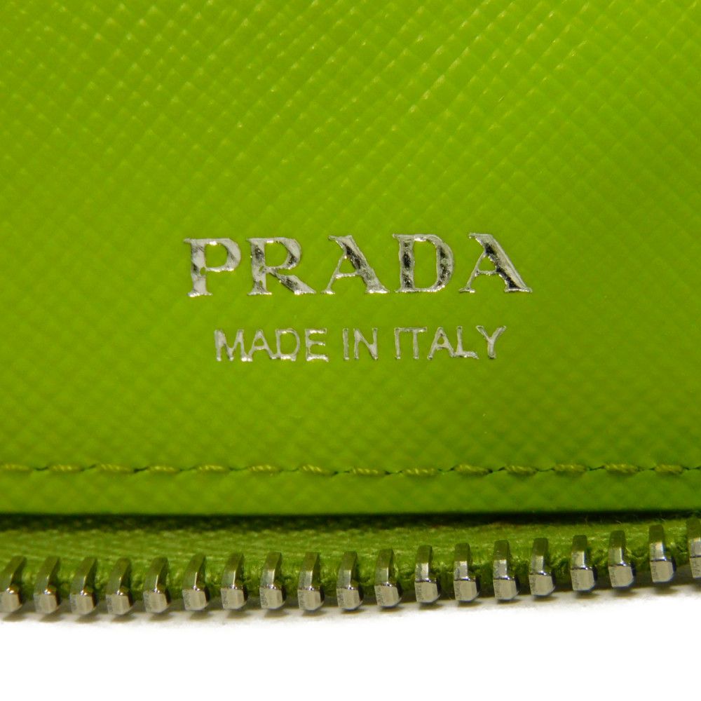 PRADA Long Wallet Purse 1ZH030 Safiano leather (stamped) Green / pink logo metal Saffiano Watermelon Smartphone Pouch