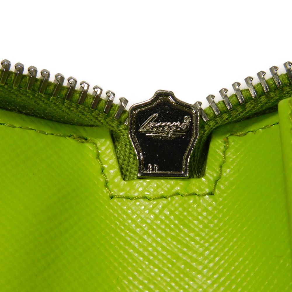 PRADA Long Wallet Purse 1ZH030 Safiano leather (stamped) Green / pink logo metal Saffiano Watermelon Smartphone Pouch