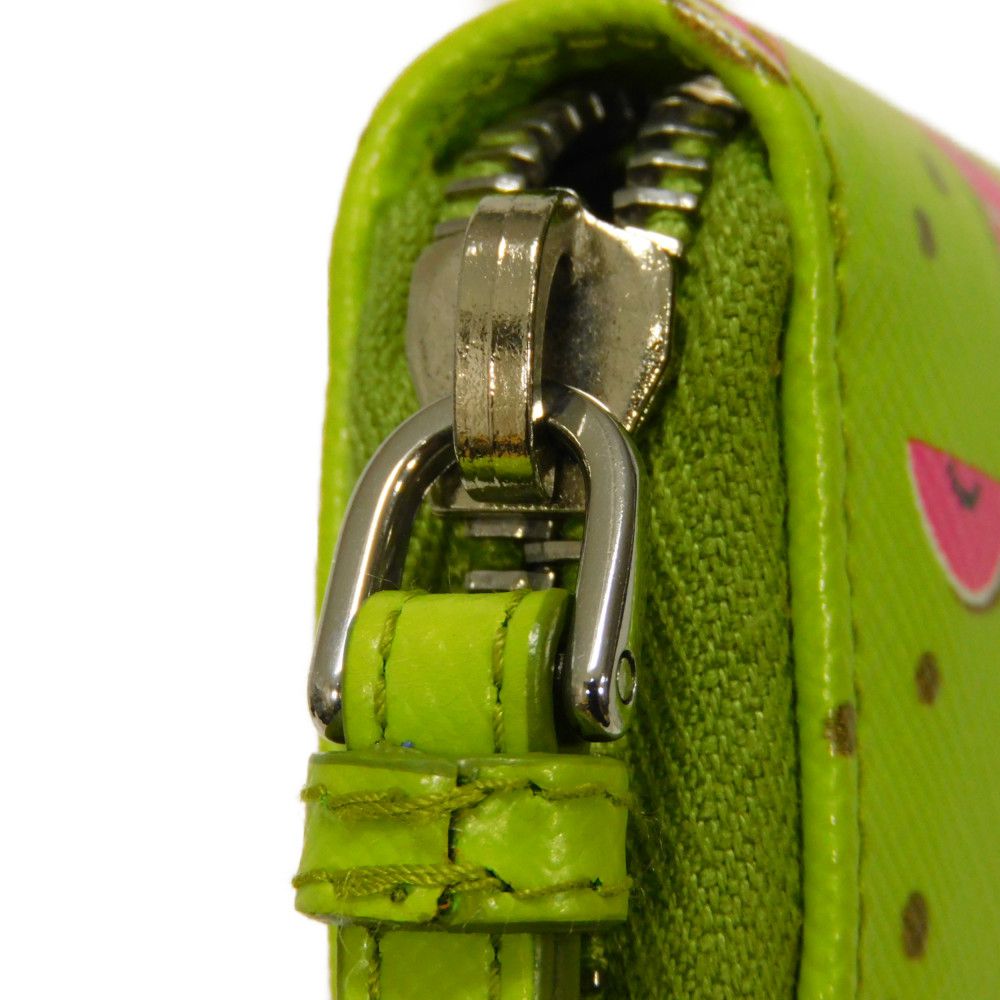 PRADA Long Wallet Purse 1ZH030 Safiano leather (stamped) Green / pink logo metal Saffiano Watermelon Smartphone Pouch