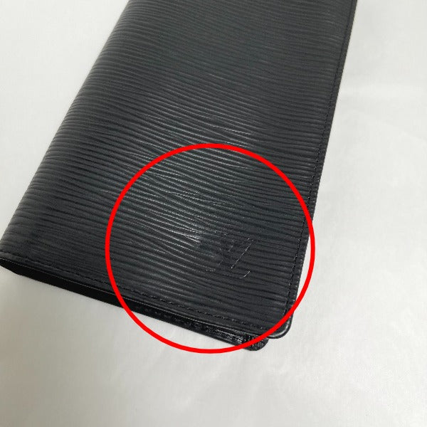 LOUIS VUITTON Long Wallet Purse M63212 Epi Leather Noir Epi Porto Cartes Crdit