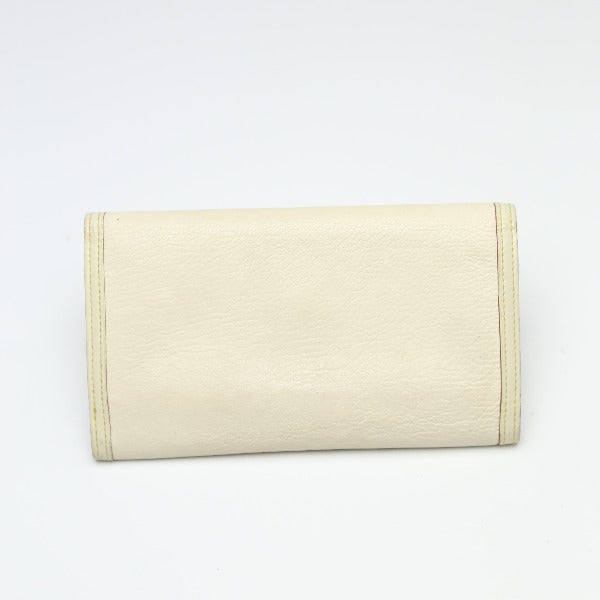 LOUIS VUITTON Long Wallet Purse M91839 Goat leather white Trifold purse Suhari Porto Tresol International Bron Women Used Authentic
