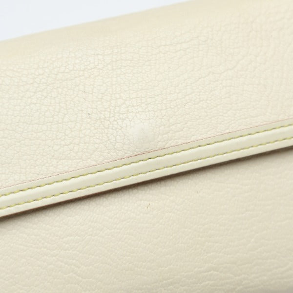 LOUIS VUITTON Long Wallet Purse M91839 Goat leather white Trifold purse Suhari Porto Tresol International Bron Women Used Authentic