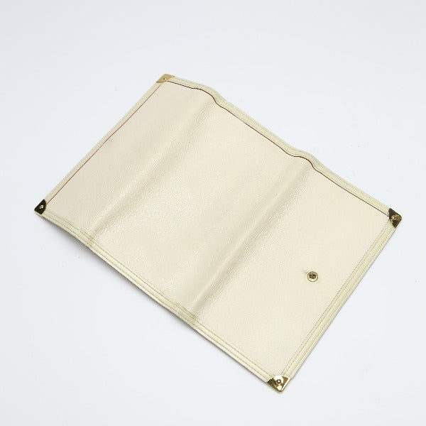LOUIS VUITTON Long Wallet Purse M91839 Goat leather white Trifold purse Suhari Porto Tresol International Bron Women Used Authentic