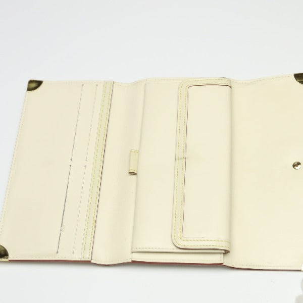LOUIS VUITTON Long Wallet Purse M91839 Goat leather white Trifold purse Suhari Porto Tresol International Bron Women Used Authentic