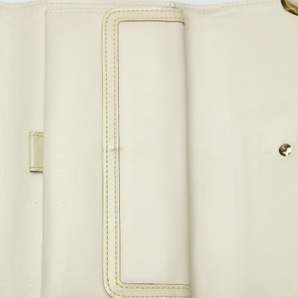 LOUIS VUITTON Long Wallet Purse M91839 Goat leather white Trifold purse Suhari Porto Tresol International Bron Women Used Authentic