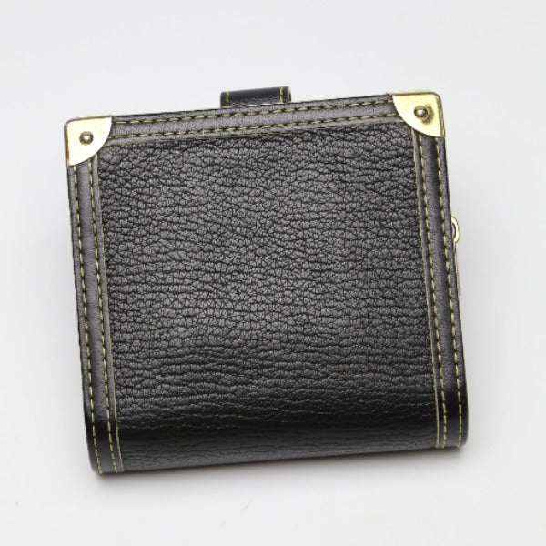 LOUIS VUITTON Bifold Wallet M91828 leather black Suhari Compact zip