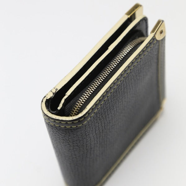 LOUIS VUITTON Bifold Wallet M91828 leather black Suhari Compact zip