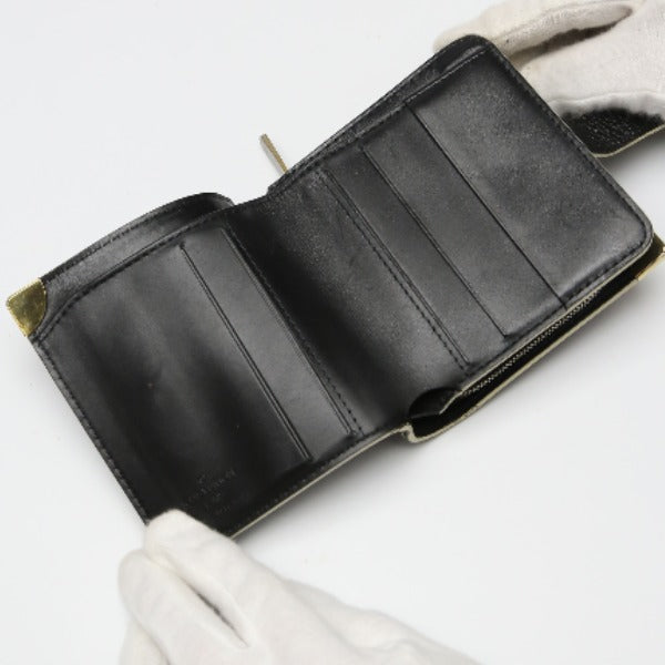 LOUIS VUITTON Bifold Wallet M91828 leather black Suhari Compact zip
