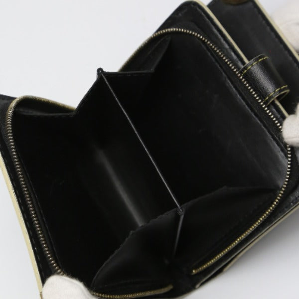 LOUIS VUITTON Bifold Wallet M91828 leather black Suhari Compact zip